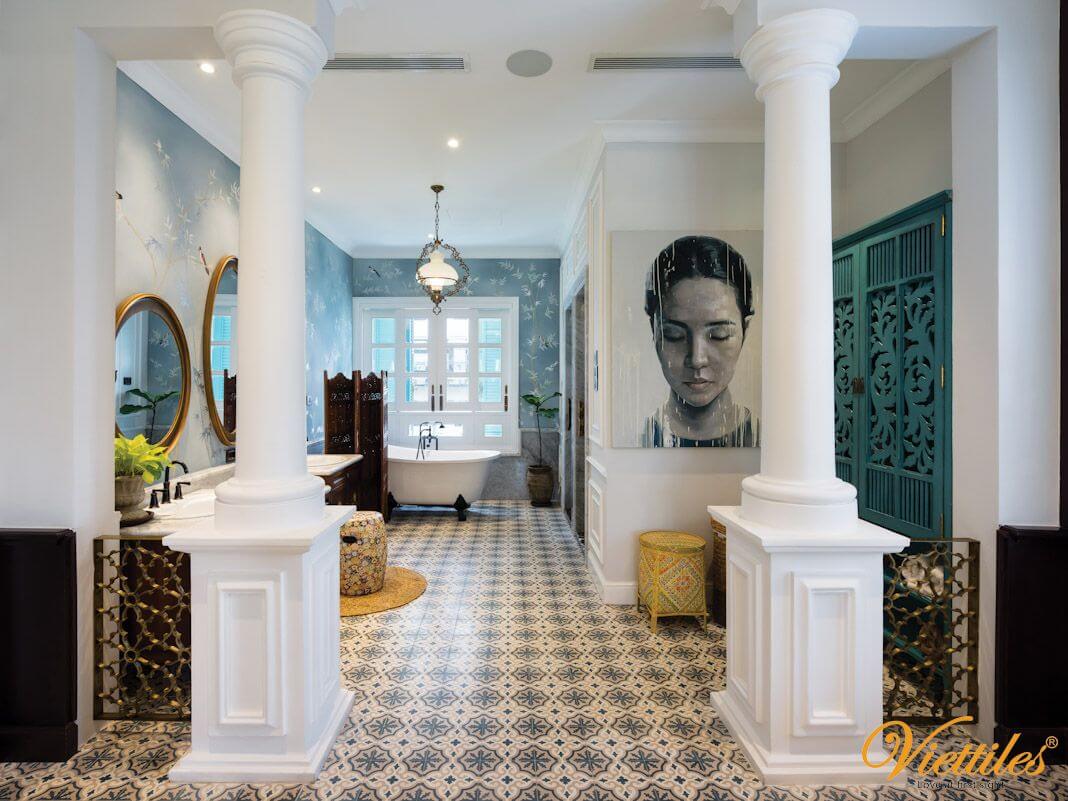 APPLICATION OF CEMENT TILES FOR INTERIOR IN INDOCHINE STYLE